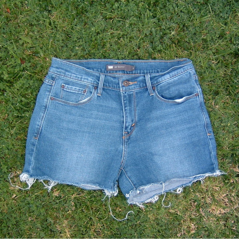 Levi's Blue Distressed Denim Cutoff Shorts